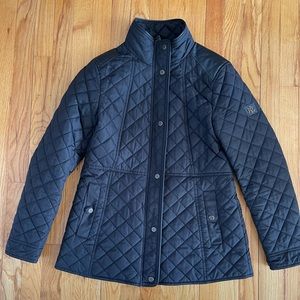 Ralph Lauren Black Quilted Jacket with Leather Trim. Women’s size small.